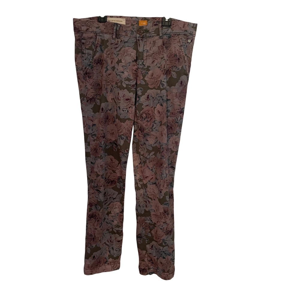 Pilcro and the Letterpress Floral Mauve Olive Hyphen Slim Chinos